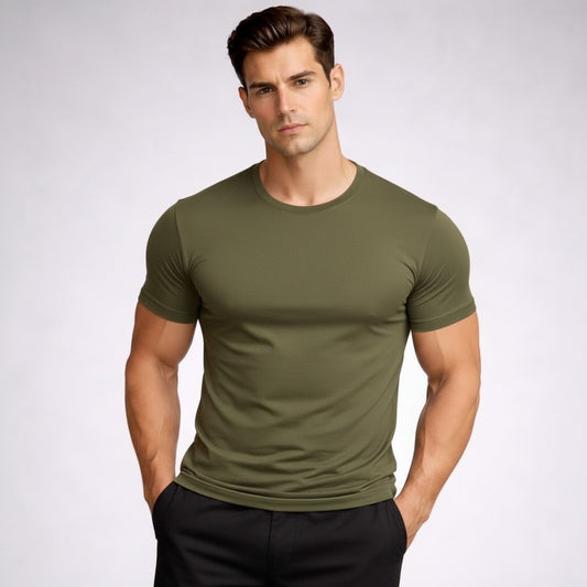 Camiseta Gola Média Algodão Premium Fio 40 Masculina